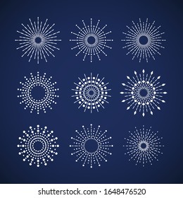 Set of sunburst design elements for badges, logos and labels. Vector illustration
