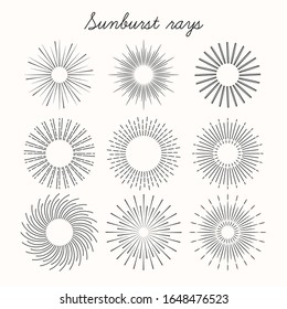 Set of sunburst design elements for badges, logos and labels. Vector illustration