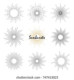 Set of sunburst design elements for badges, logos and labels.