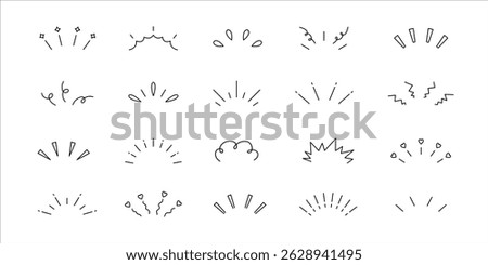 set of sunburst doodle illustration with editable stroke