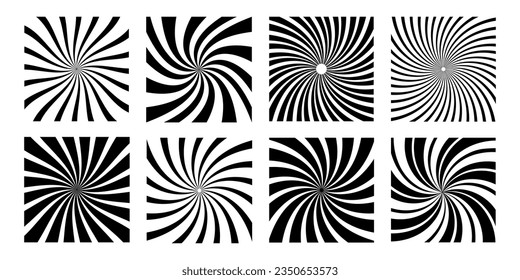 Set sunburst element radial stripes or sunburst abstract background set.	