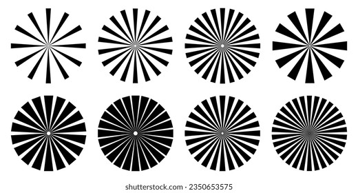 Set sunburst element radial stripes or sunburst abstract background set.	