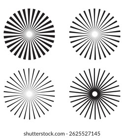 Set of sunburst element. Radial stripes. Sunburst element radial stripes. 