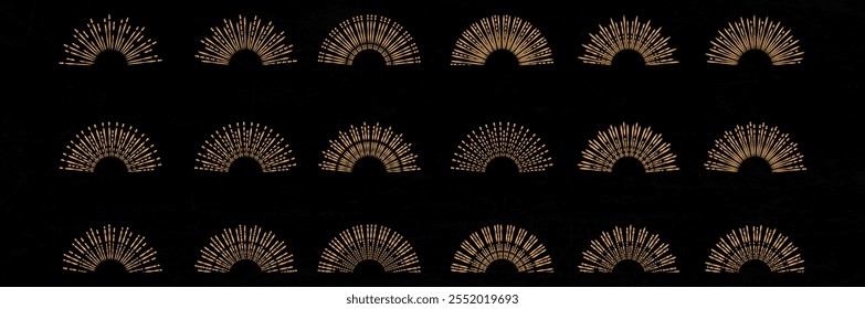 set of sunburst element vector design