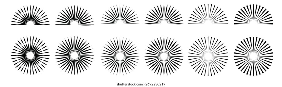 set of sunburst icon collection sunburst element rays beam