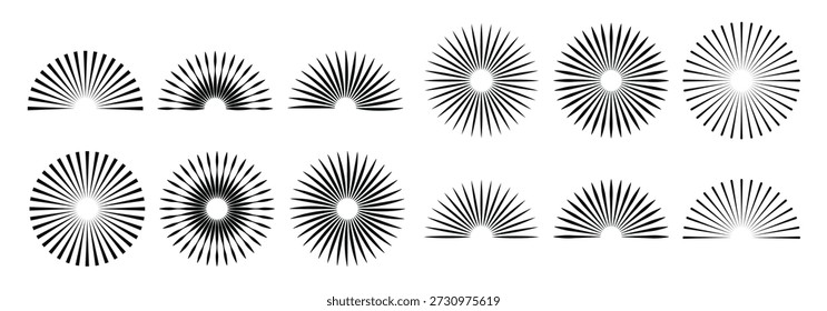set sunburst icon sammlung sunburst element strahlen strahl