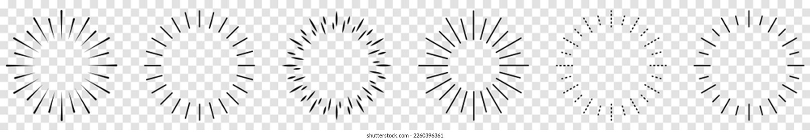 Set of sunburst icon. Starburst with sunrise. Vector illustration isolated on transparent background
