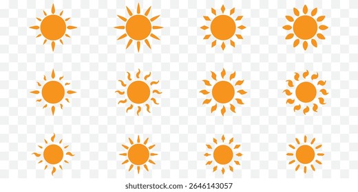 set of sunburst icon, sun icon set EPS 10