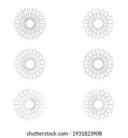 Set of sunburst line icon isolated, collection of summer web banner, retro circle design, vector illustration