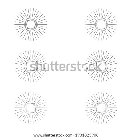 Set of sunburst line icon isolated, collection of summer web banner, retro circle design, vector illustration