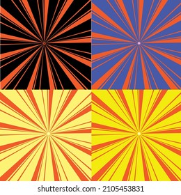 Set of sunburst ray abstract  pattern background.