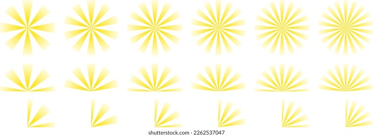 Set of sunburst rays. Vector illustration.
