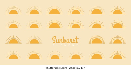 Set Sunburst Or Starburst Element ,Editable vector illustration for website, sticker, tattoo,icon.
