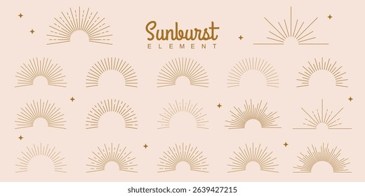 Set Sunburst Or Starburst Element ,Editable vector illustration for website, sticker, tattoo,icon.