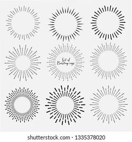 Set Sunburst Style Isolated On White Stock Vector (Royalty Free ...