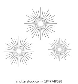 Set of Sunburst Sun Ray Vector, Hipster Black Sunburst Shine Design. Vector