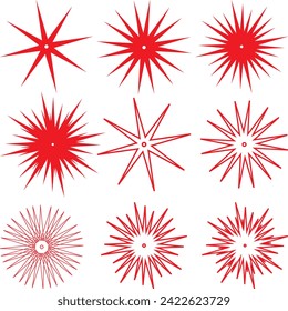 set of sunburst vector pattern art work