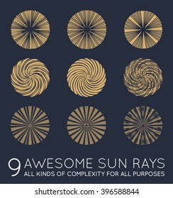 Set of Sunburst Vector Rays of Sun