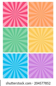 Set of sunbursts in different colors 