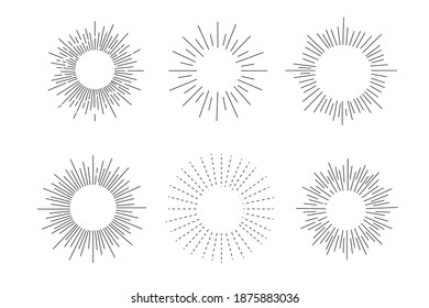 Set of sunbursts, explosion effects, vintage doodles isolated on white background EPS Vector