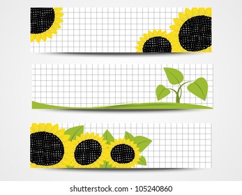 Set of sunflower banners