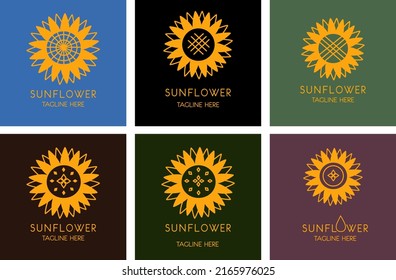 Set of sunflower logo. Sunflower vector logo design template concept. Sunflower logo with unique and vintage design.