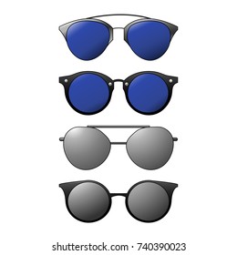 A set of sunglasses. The choice of fashionable frames of sunglasses.