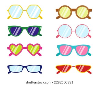 Set of sunglasses collections isolated on white background. Vector illustration