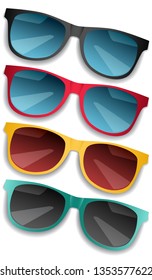 Set of sunglasses colorful graphic vector