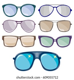 The set of sunglasses is depicted on a white background.Vector illustration.