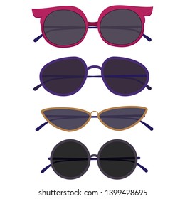 A set of sunglasses of different sizes