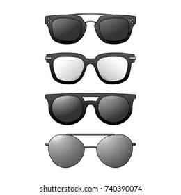 A set of sunglasses. Different styles and frames for women and men.
