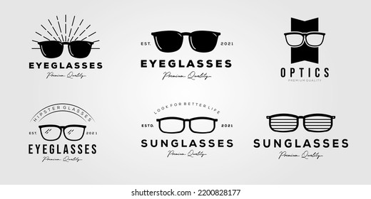 set of sunglasses or eyeglasses or spectacle logo vector illustration design