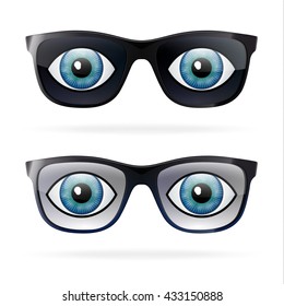 Set of sunglasses with eyes inside of lens
