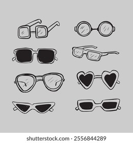 Set Of Sunglasses hand drawn illustration
