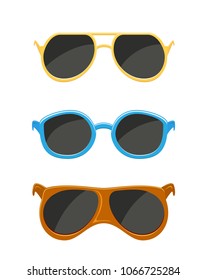 Set of sunglasses isolated on white background, illustration.