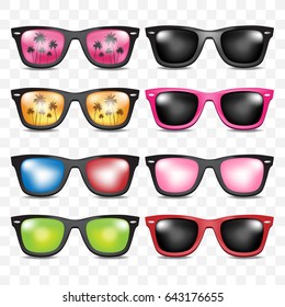 Set Sunglasses on transparant background. vector illustration