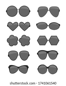conjunto de gafas de sol sobre fondo blanco.