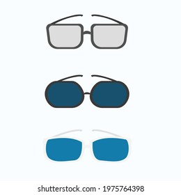 set of sunglasses on white background