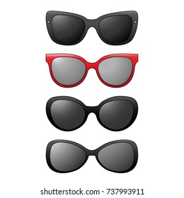 A set of sunglasses. Selection of female sunglasses.