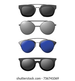 A set of sunglasses. Selection sunglasses. Stylish summer sunglasses.