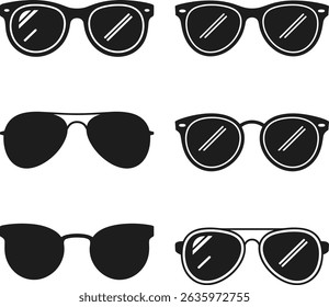 Set of Sunglasses Silhouette Vector – Fashion Eyewear Collection Illustration