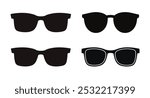 set of sunglasses silhouette vector on white background