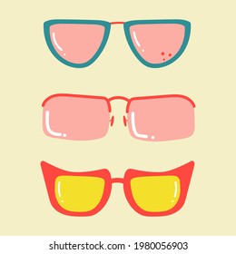 Set of sunglasses, summer concept. flat illustration.