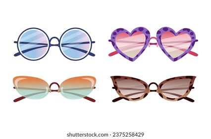 A set of sunglasses. Tisheydy Round Rainbow Hippie Sunglasses Vintage Pink Heart Cat Eye Animal Leopard Print Rectangle-rimless. For stickers, posters, postcards, design elements