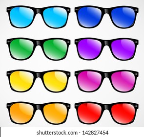 set of sunglasses vector illustration background