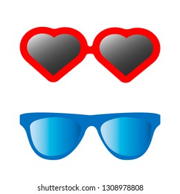 set of sunglasses vector illustration. blue and red