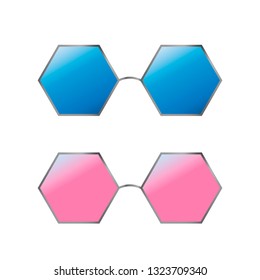 set of sunglasses vector illustration. blue and pink.vector