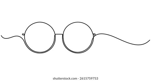  Set of sunglasses vector one line continuous drawing illustration. Cat eye, heart shape, round glasses. Hand drawn linear silhouette icon. Design, print, banner, card, poster, brochure.