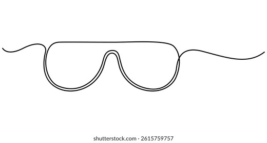  Set of sunglasses vector one line continuous drawing illustration. Cat eye, heart shape, round glasses. Hand drawn linear silhouette icon. Design, print, banner, card, poster, brochure.